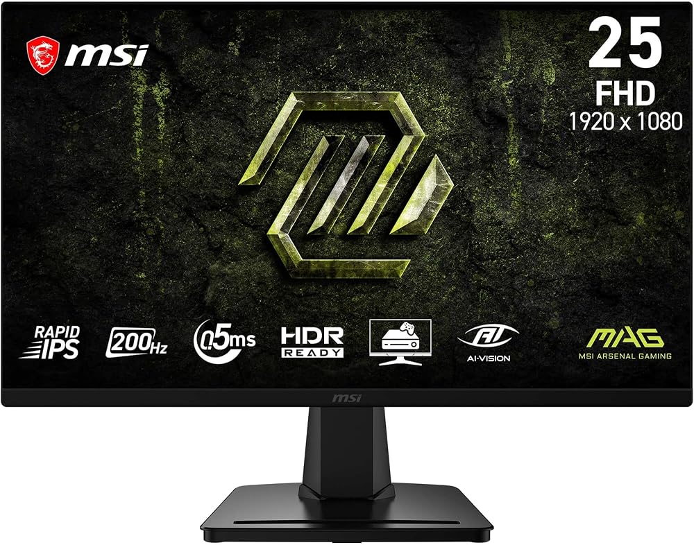 MSI 24.5 MAG 256F E20, Gaming Monitör, FHD, 16:9, Flat, Rapid IPS, 200Hz, 0.5ms, (GtG Min.), FreeSync Premium