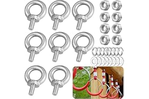 MirraSwit 8 Stück Ringschraube M8, Ring Augenbolzen Runde Ringbolzen, Augenschraube, Kohlenstoffstahl Augenschraube, Ösenschraube M8 für Rolle Des Befestigens und Hängens