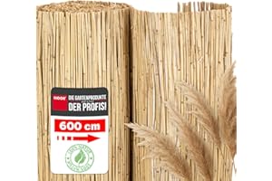 NOOR Schilfrohrmatte ST. Tropez - Natürlicher Sichtschutz aus Schilf für Balkon, Terrasse und Garten - Wetterfeste Sichtschutzmatte zum Anbringen am Zaun - 60 cm x 6 m Schilfrohr Balkonsichtschutz