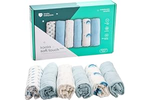 KOALA BABYCARE - Noworodek muślinowy 30 x 30 - opakowanie 6 sztuk - z bawełny - niebieski