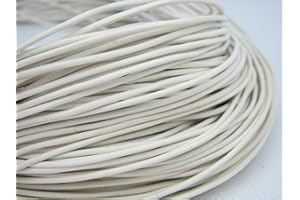 esnado Cordon en cuir rond 2 mm blanc (10 mètres, blanc)