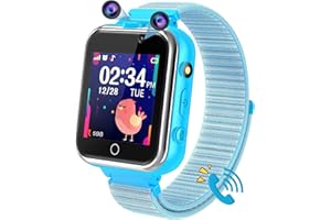 PTHTECHUS Kids Smartwatch Phone, Touch Screen Wrist Watches Step counter Children Music Player Game Wristwatch, School Mode Flashlight Calculator SOS Clock, Boys Girls Student Birthday Gifts (Blue)