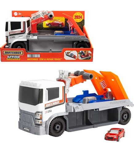 Matchbox Transporteur De Véhicules De Secours Avec Camion Pompier Et 8 Accessoires - Dès 3 Ans