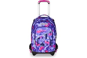 Seven Trolley Scuola Jack 3 Ruote Detach, Viola, Zaino Con Carrello Sganciabile Da 37 Litri, Tasca Borraccia, Zainetto Staccabile, Multiuso e Spazioso, Per Elementari e Media, Bambina