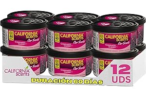 CALIFORNIA SCENTS California Car Scents - Pack de 12 - Ambientador de Coche con Fragancia, Olor y Esencias a Coronado Cherry, Olor Piruleta de Cereza (Ambientador en Lata 42 gramos)