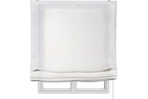 Estores Plegables Premium sin Varillas Estor Plegable Textil translucido en Interior Ventanas y Puertas Cortinas Paqueto con cadeneta STORESDECO Blanco Premium 120 x 175 cm