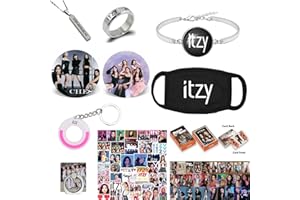 ZHENGGE Coffret cadeau ITZY Carte photo, autocollants, bracelet, écran facial, bagues, pendentif, collier, épingle à bouton, support d'anneau de téléphone, porte-clés