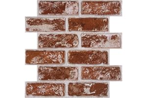 COMSTICKC 3D-väggpanel självhäftande tegelsten Mörkröd, 10 st