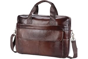 BTDAO Leather Briefcase 15 inch Laptop Bag Messenger Shoulder Work Bag Crossbody Handbag for Business Travelling for Men Father Husband