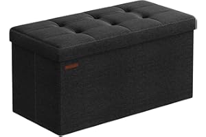 ‎SONGMICS SONGMICS Taboret do siedzenia z miejscem do przechowywania, składana ławka do siedzenia, 38 x 76 x 38 cm, podnóżek, pudełko do przechowywania, obciążenie do 300 kg, do salonu, sypialni, korytarza,