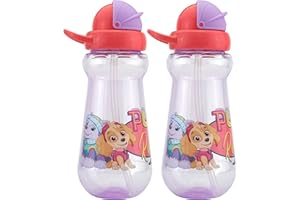 HOVUK® 2er-Pack Paw Patrol Strohhalm-Sipper in Lila, 340 ml Trinkwasser-Kunststoffflasche, BPA-frei, für Unisex-Kinder ab 6 Monaten