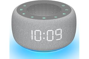 Buffbee Radiowecker für das Schlafzimmer - Hochwertiger Sound und nach oben gerichteter Lautsprecher für das Radio, 4 Wecktöne, 7-farbiges Nachtlicht, Vollbereichsanzeige mit Dimmer für den Nachttisch