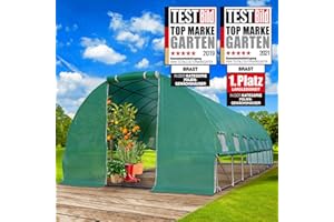 BRAST Serre de Jardin 24m2 (3x8), serre tunnel, parois enroulables - 4 tailles diff.- très stable: Tubes d’acier galvanisés et Film spéciale de 175 g/m2, aération optimale, serre de jardin tunnel
