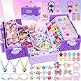 172PCS Girls Jewellery Set with Storage Case, Princess Dress Up Kit Includes Rings, Necklaces, Bracelets & Hair Accessories, princess party accessories, Gift for Girls Age 3 4 5 6 7 8 9 10 Years