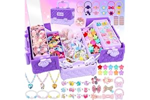 GOLMUD 172PCS Girls Jewellery Set with Storage Case, Princess Dress Up Kit Includes Rings, Necklaces, Bracelets & Hair Accessories, princess party accessories, Gift for Girls Age 3 4 5 6 7 8 9 10 Years