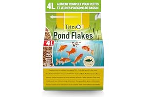 Tetra Pond Flakes – Aliments complets en Flocons pour les poissons de Bassin de Jardin et d’Ornement - Adaptés aux poissons de petite taille, Jeunes Poissons, Poissons Craintifs – 4 L
