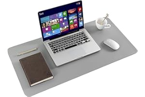 ARNTY Tappetino Scrivania,Tappeto Scrivania Copri in Similpelle PU,Grande Tappetino per Scrivania PC Proteggi Scrivania Doppia Facciata per Ufficio e Casa (Nero&Grigio, 60*35cm)