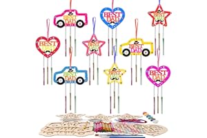 HONMOK 9 Pack Dad Crafts for Kids, Wooden Best Dad Wind Chimes Painting Kit, Birthday Gifts for Daddy from Daughter Son, Christmas Gifts for Daddy, Thank You Dad Gifts Ideas