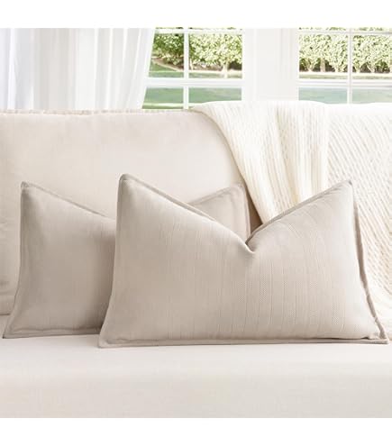 MADIZZ Set van 2 Boucle Kussenslopen met decoratieve rand Zachte