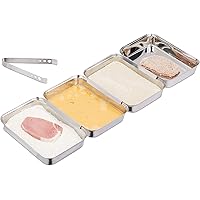 4-teiliges Panierschalen Set Edelstahl - Mit Panierzange 25x19,5cm