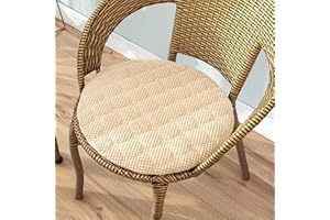 UYEOCO Cuscini Rotondi per Sedie Cucina set da 4/2/1, Diametro 30/35/40/45/50cm Cuscini per Sedie Antiscivolo per Sedie da Pranzo,Esterno, Giardino, Cucina, Ufficio, Soggiorno(Khaki,1PC_35CM (13.8IN))