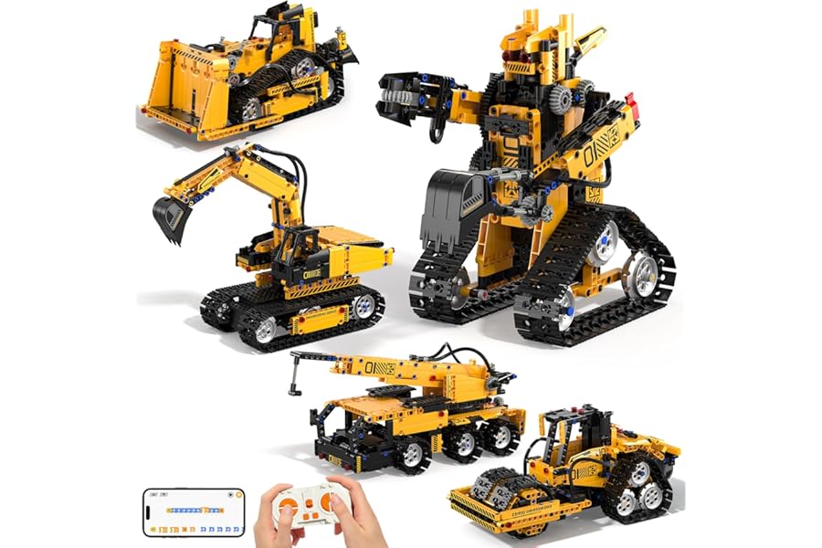 Technic Robot Building Sets, 535PCS 5-IN-1 RC Robot and Car, Remote and App Controlled Building Kit, Rechargeable RC Building Block, Engineering Kits Toys Gifts for Teen Boys Age 8-12 13 14 15+