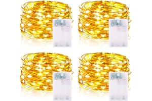 ‎VACOULERY Lichterketten Batterie Timer, 5M 50 LED Micro Drahtlichterkette IP65 Wasserdichte Kupferdraht Lichterkette für Zimmer Party Garten Weihnachten Halloween Hochzeit Deko DIY (4 Stück, Warmweiß)