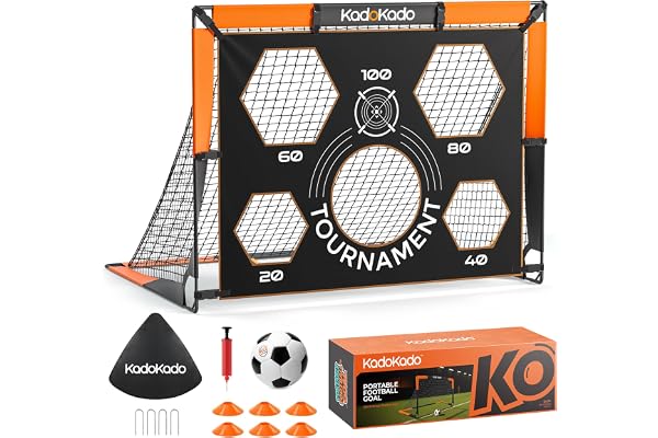 But de Football, KadoKado Lot de 2 But de Foot Pliable et Portable pour Enfants, Cage de Foot Enfant Exterieur avec Sac de Transport 120 * 90 * 90cm Cages et Mini Buts Idéal pour Le Jardin