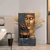 Fontaine Solaire Zen Bouddha Avec LED - Pour Jardin, Balcon, Avec Batterie Li-ION