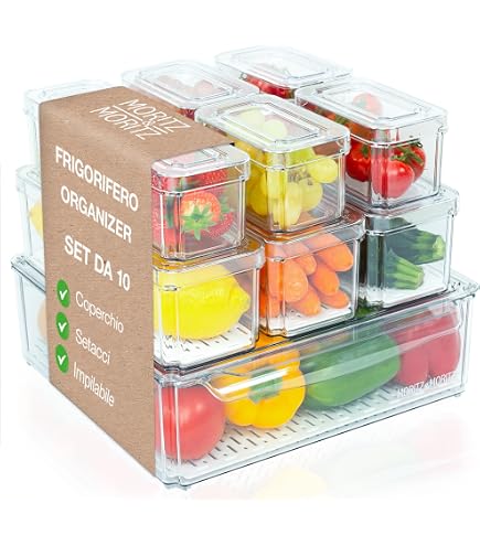 IDesign Set Organizer Per Frigorifero – 4 Contenitori In Plastica Riciclata – Prodotto In USA