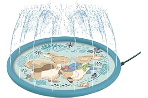 ROBERT FREDERICK Peter Rabbit Splash Pad – Garden Water Fun, Blue and White