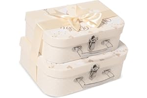 BABY BOX SHOP Caja de recuerdo para bebé, caja de regalo para bebé, dos cajas de regalo de color crema listas para llenar, para artículos esenciales para recién nacidos, cajas de regalo para bebés, nueva caja de