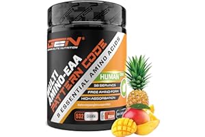 GEN GERMAN ELITE NUTRITION EAA en polvo - 532 g - Mango y piña - Fórmula del Código Humano - Los 8 aminoácidos esenciales - Bebida de entrenamiento con aminoácidos - Sabor delicioso - Vegano