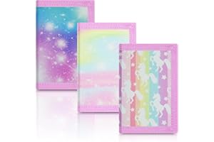 sundee RFID Blocking Wallet,3 Packs Kids Wallet Bulk,Mini Trifold Coin Purse Cartoon Wallet,Front Pocket Wallet with Zipper for Kids,Canvas Outdoor Sports Wallets with Magic Sticker - Starry Sky