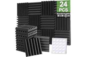 Foneso Acoustic foam 30 x 30 x 5 cm (density: 25 kg/m³), soundproofing, acoustic panels, high-density 3D mufflers, soundproofing materials for reception rooms, recording rooms and offices