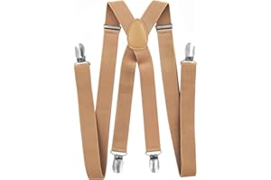 axy Herren Hosenträger breit 2,5 cm mit 4 Starken Clips X-Form und Damen