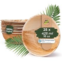 BIOZOYG 25 Piatti Quadrati In Foglia Di Palma 23x23 Cm, Monouso Compostabili, Naturali, Robusti, Per Feste Ed Eventi