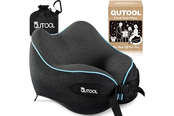 Qutool Memory Foam resekudde nackkudde flygplan, nackkudde, perfekt för resor med flygplan, bil, tåg