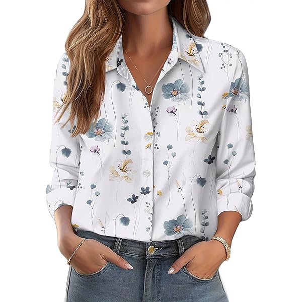 Rapbin Dames Tops V-hals Puff Lange Mouw T-Shirts Dames Button Down Tuniek Casual Ruches Manchetten Mouw Blouses, Rood, S