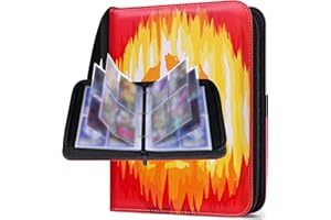 JINGDU Álbum de tarjetas con capacidad para 440 tarjetas, álbum de bolsillo grande de 55 páginas y 4 páginas, folleto de tarjetas coleccionables TCG, Poke-mon rojo