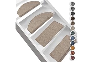Floordirekt London - Tappetini per gradini, di Forma semicircolare o Rettangolare, Resistenti e Facili da Pulire, per Interni (Colore: Beige, di Forma Rettangolare, 23,5 x 65 cm)