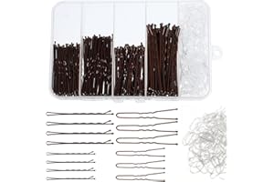 LUSOFIE 200Pcs Bobby Pins U Shaped Hair Pins Brown Hair Grips with 100 Clear Hair Elastic Bands Hair Pins with Box Invisible Wave Hairgrip Barrette Hairclip Bulk Hairs Accessories (Brown 5 cm/6 cm）