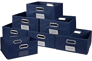 Niche Cubo Half-Size Foldable Fabric Storage Bins (Set of 12), Blue