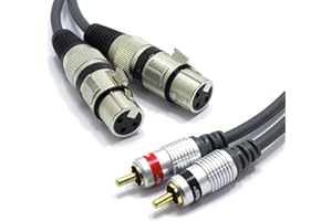 VITALCO 2x XLR Hembra a 2x RCA 1,5m Cable Audio Adaptador XLR de 3 Pines a Doblo RCA conectores estéreo Divisor de Audio 3-pin Cable de Micrófono