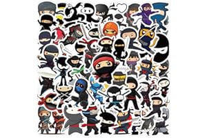 BRIC DODO 60 Stück Ninja Aufkleber Auto Laptop Telefon Gitarre Skateboard Motorrad Fahrrad Ninja Stickers Set Vinyl Wasserdicht Aesthetic Aufkleber für Jugendliche Kinder Erwachsene