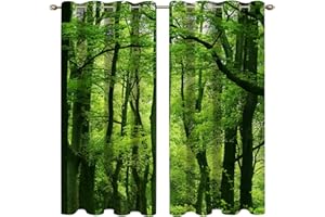 goodbath Forest Blackout Curtains for Bedroom, Woodland Trees Curtains Eyelet for Living Room Nursery,Nature Landscape Thermal Insulated Ring Top Curtains 2 Panels, 46" x 72" Drop