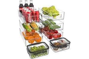 Diwoker Organizador Nevera, Organizadores para la Despensa, Organizador Frigorifico Transparente Almacenaje Nevera Ahorra Espacio para la Cocina, Despensa