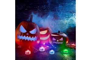 ‎HOWEIFULL Howeifull Unterwasser Licht Halloween Deko 24 Stück Kürbis LED Halloween Lichter Multi Farbwechsel Flammenlose LED Kerzen Teelichter Batteriebetriebene Deko für Halloween Weihnachten Party