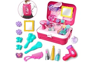 TOYVENTURES Kids Makeup Vanity Set Pretend Kids Hair Beauty Makeup Accessories Kit Salon for Little Girls Princess Toys for Toddlers Kids Girl 3+ Years Old