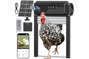 MASTERFUN Porte Poulailler Automatique avec Caméra, Connexion WiFi, Porte Automatique Poulailler Solaire en Aluminium avec Écran LCD Étanche, Minuterie, Télécommande, Fonction Anti-pincement
